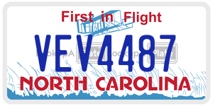 VEV4487  license plate in NC