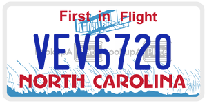 VEV6720 license plate in North Carolina