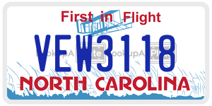 VEW3118 license plate in North Carolina