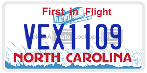 VEX1109  license plate in NC