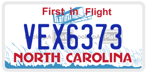 VEX6373 license plate in North Carolina