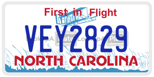 VEY2829 license plate in North Carolina
