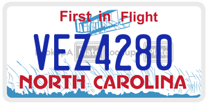 VEZ4280  license plate in NC