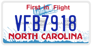 VFB7918 license plate in North Carolina