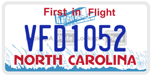 VFD1052  license plate in NC
