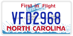 VFD2968  license plate in NC