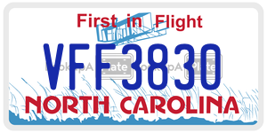 VFF3830 license plate in North Carolina