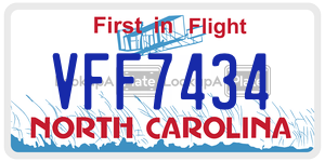 VFF7434  license plate in NC