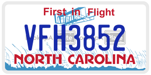 VFH3852 license plate in North Carolina
