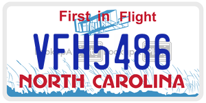 VFH5486 license plate in North Carolina