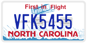 VFK5455  license plate in NC