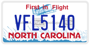 VFL5140 license plate in North Carolina