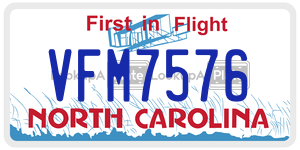 VFM7576  license plate in NC