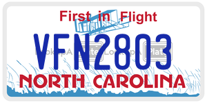 VFN2803 license plate in North Carolina