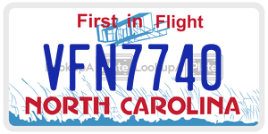 VFN7740  license plate in NC