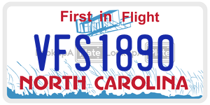 VFS1890 license plate in North Carolina