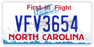 VFV3654 license plate in North Carolina