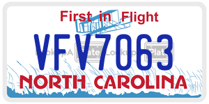 VFV7063 license plate in North Carolina