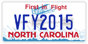 VFY2015  license plate in NC
