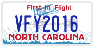VFY2016  license plate in NC