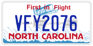 VFY2076  license plate in NC