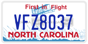 VFZ8037  license plate in NC