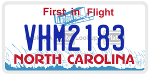 VHM2183  license plate in NC