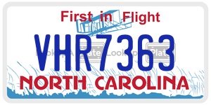 VHR7363  license plate in NC