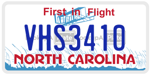 VHS3410  license plate in NC
