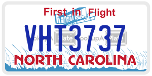 VHT3737 license plate in North Carolina