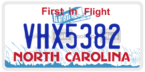 VHX5382  license plate in NC