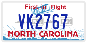 VK2767  license plate in NC