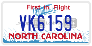 VK6159 license plate in North Carolina