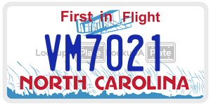 VM7021  license plate in NC