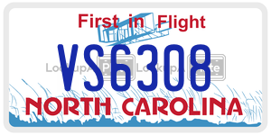 VS6308  license plate in NC