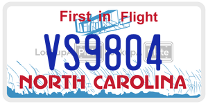 VS9804  license plate in NC