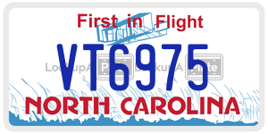 VT6975 license plate in North Carolina