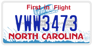 VWW3473 license plate in North Carolina