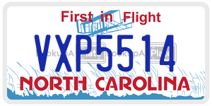 VXP5514 license plate in North Carolina