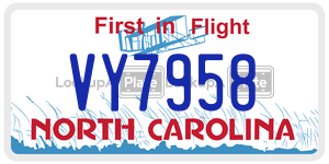 VY7958  license plate in NC