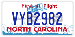 VYB2982 license plate in North Carolina