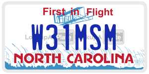 W31MSM  license plate in NC