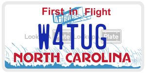 W4TUG license plate in North Carolina