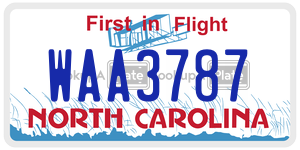 WAA3787  license plate in NC