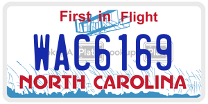 WAC6169  license plate in NC