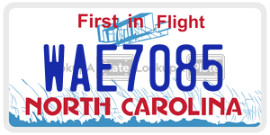 WAE7085  license plate in NC