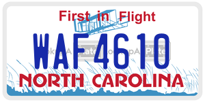 WAF4610  license plate in NC