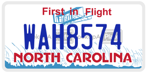 WAH8574  license plate in NC