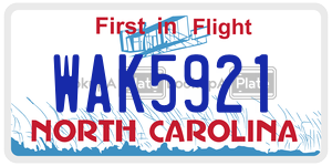 WAK5921  license plate in NC