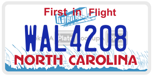 WAL4208  license plate in NC